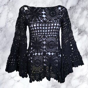 UNIF Ashbury Crochet Dress in Black